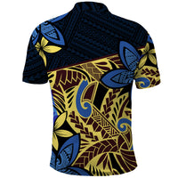 Polynesia Fabric Polo Shirt Polynesian Tribal With Frangipani Flowers LT14 - Polynesian Pride