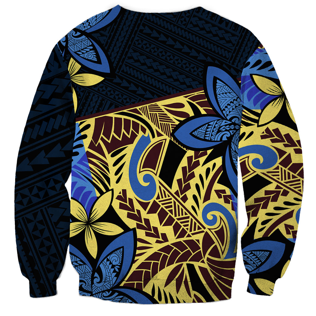 Polynesia Fabric Sweatshirt Polynesian Tribal With Frangipani Flowers LT14 - Polynesian Pride