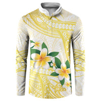 Gold And White Polynesia Plumeria Button Sweatshirt Curves Tropical Vibes