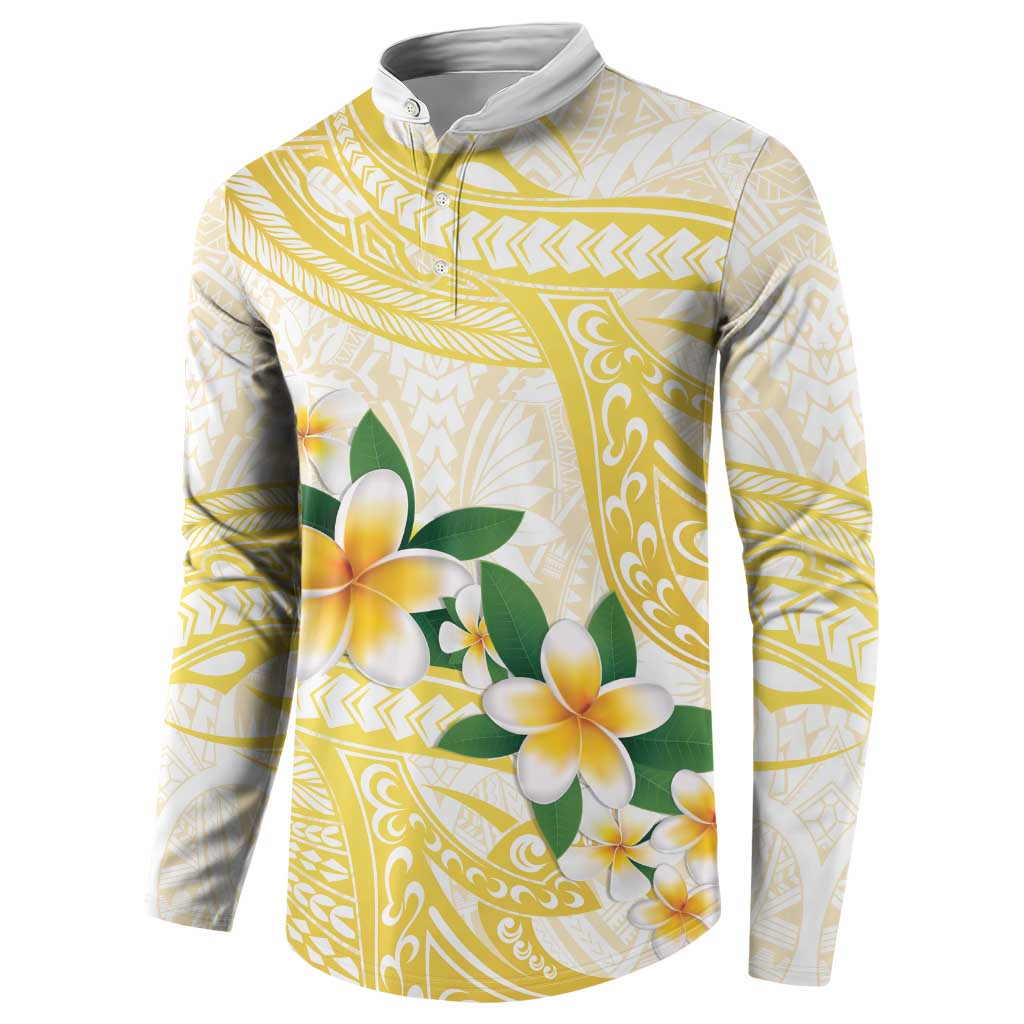 Gold And White Polynesia Plumeria Button Sweatshirt Curves Tropical Vibes