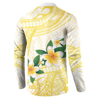 Gold And White Polynesia Plumeria Button Sweatshirt Curves Tropical Vibes