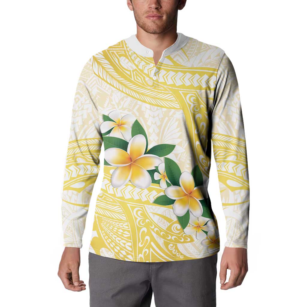 Gold And White Polynesia Plumeria Button Sweatshirt Curves Tropical Vibes
