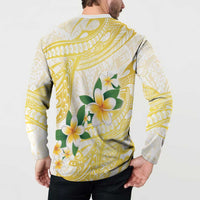 Gold And White Polynesia Plumeria Button Sweatshirt Curves Tropical Vibes