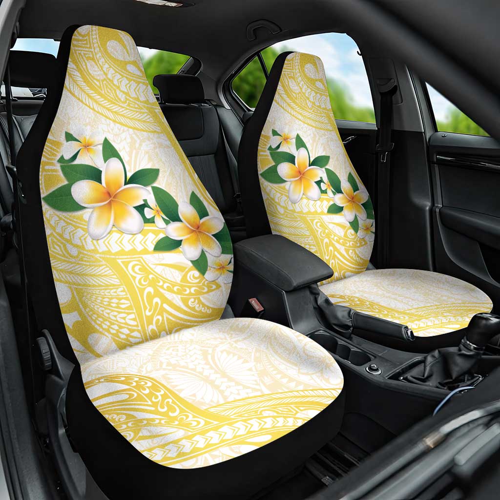 Gold And White Polynesia Plumeria Car Seat Cover Curves Tropical Vibes