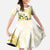 Gold And White Polynesia Plumeria Family Matching Off The Shoulder Long Sleeve Dress and Hawaiian Shirt Curves Tropical Vibes