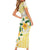 Gold And White Polynesia Plumeria Short Sleeve Bodycon Dress Curves Tropical Vibes