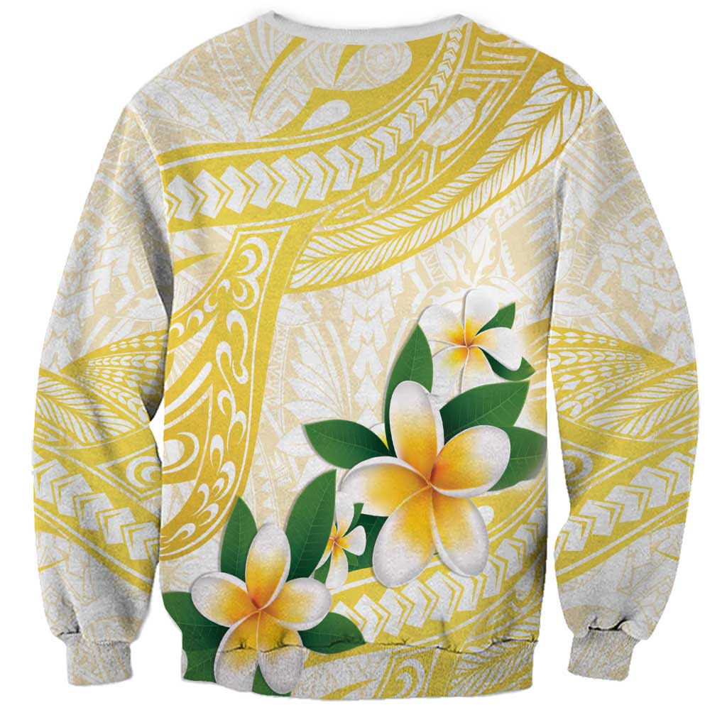 Gold And White Polynesia Plumeria Sweatshirt Curves Tropical Vibes