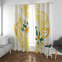 Gold And White Polynesia Plumeria Window Curtain Curves Tropical Vibes