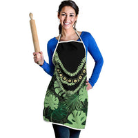 Green Hawaii Kukui Nut Lei Apron Hawaiian Pattern Monstera Tropical Vibes - Polynesian Pride