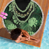 Green Hawaii Kukui Nut Lei Beach Blanket Hawaiian Pattern Monstera Tropical Vibes LT14 - Polynesian Pride