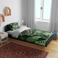 Green Hawaii Kukui Nut Lei Bedding Set Hawaiian Pattern Monstera Tropical Vibes LT14 - Polynesian Pride