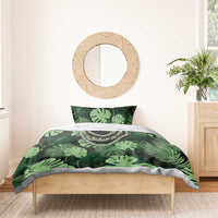 Green Hawaii Kukui Nut Lei Bedding Set Hawaiian Pattern Monstera Tropical Vibes LT14 - Polynesian Pride