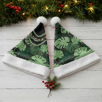 Green Hawaii Kukui Nut Lei Christmas Santa Hat Hawaiian Pattern Monstera Tropical Vibes - Polynesian Pride
