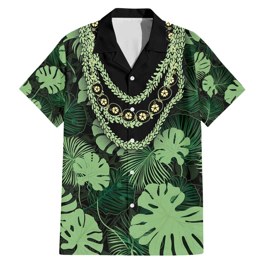 Green Hawaii Kukui Nut Lei Family Matching Mermaid Dress and Hawaiian Shirt Hawaiian Pattern Monstera Tropical Vibes - Polynesian Pride