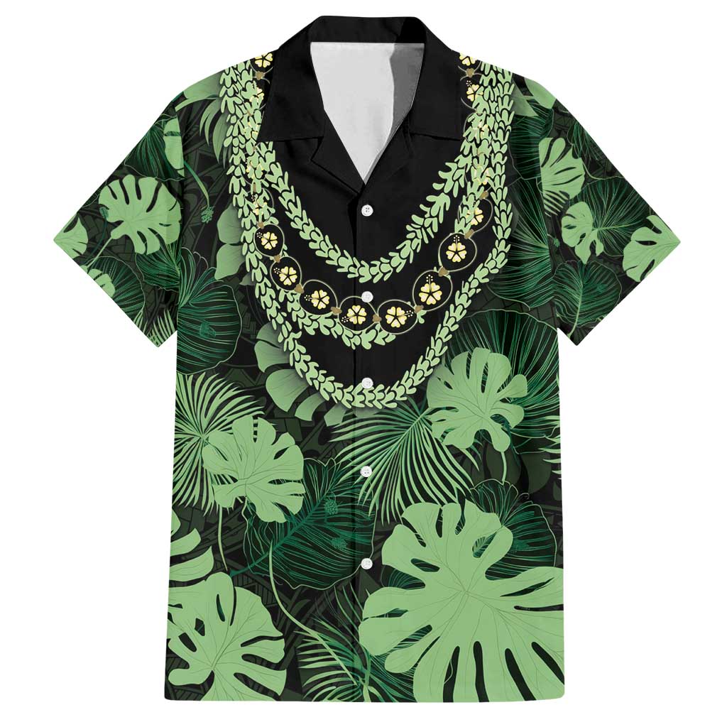 Green Hawaii Kukui Nut Lei Family Matching Summer Maxi Dress and Hawaiian Shirt Hawaiian Pattern Monstera Tropical Vibes - Polynesian Pride