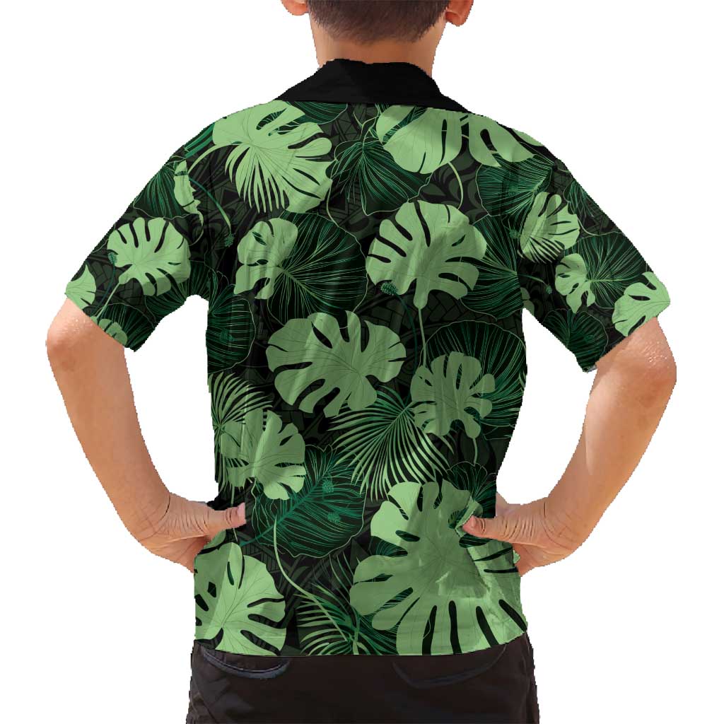 Green Hawaii Kukui Nut Lei Family Matching Tank Maxi Dress and Hawaiian Shirt Hawaiian Pattern Monstera Tropical Vibes - Polynesian Pride