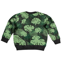 Green Hawaii Kukui Nut Lei Kid Ugly Christmas Sweater Hawaiian Pattern Monstera Tropical Vibes - Polynesian Pride