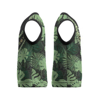 Green Hawaii Kukui Nut Lei Christmas Knitted V-Neck Vest Hawaiian Pattern Monstera Tropical Vibes - Polynesian Pride