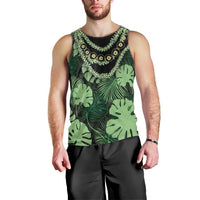 Green Hawaii Kukui Nut Lei Men Tank Top Hawaiian Pattern Monstera Tropical Vibes - Polynesian Pride