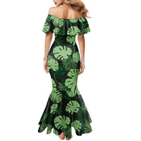 Green Hawaii Kukui Nut Lei Mermaid Dress Hawaiian Pattern Monstera Tropical Vibes - Polynesian Pride
