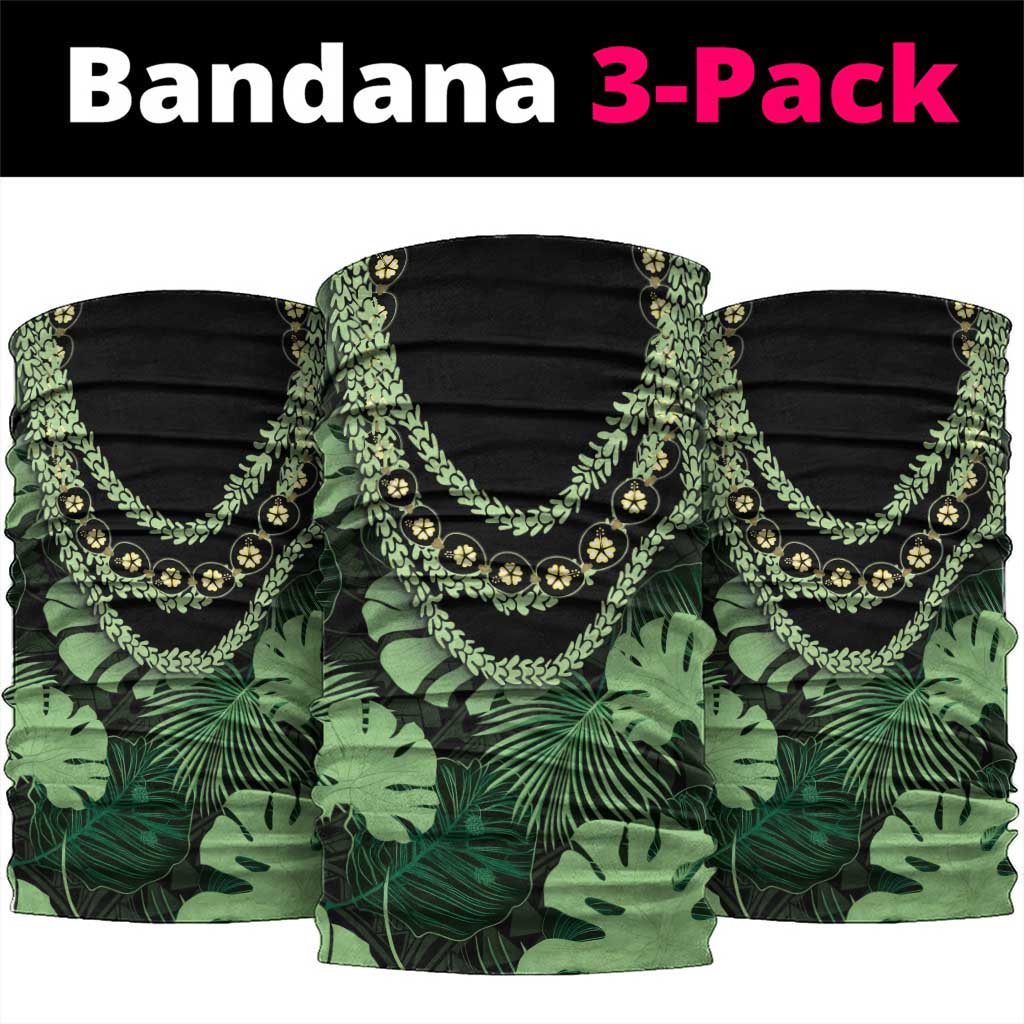 Green Hawaii Kukui Nut Lei Neck Gaiter Hawaiian Pattern Monstera Tropical Vibes - Polynesian Pride