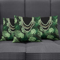 Green Hawaii Kukui Nut Lei Pillow Cover Hawaiian Pattern Monstera Tropical Vibes - Polynesian Pride
