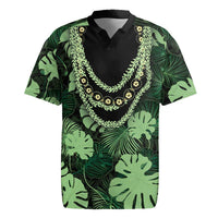 Green Hawaii Kukui Nut Lei Rugby Jersey Hawaiian Pattern Monstera Tropical Vibes - Polynesian Pride