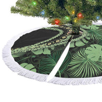 Green Hawaii Kukui Nut Lei Tree Skirt Hawaiian Pattern Monstera Tropical Vibes - Polynesian Pride