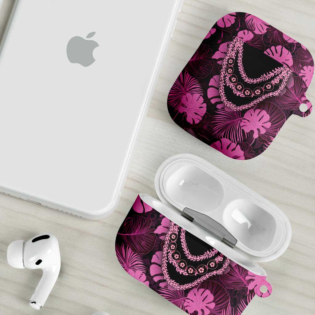 Pink Hawaii Kukui Nut Lei AirPods Case Hawaiian Pattern Monstera Tropical Vibes - Polynesian Pride