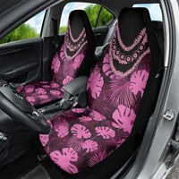 Pink Hawaii Kukui Nut Lei Car Seat Cover Hawaiian Pattern Monstera Tropical Vibes - Polynesian Pride