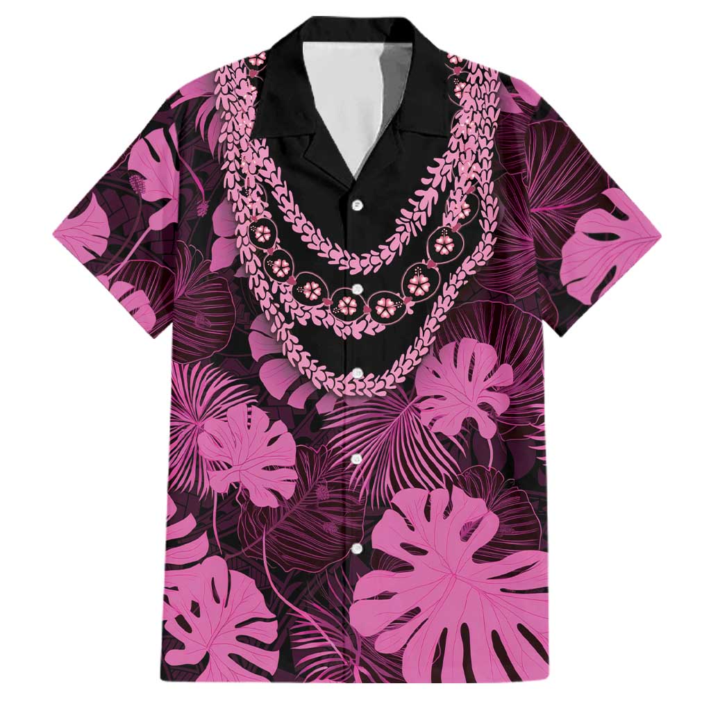 Pink Hawaii Kukui Nut Lei Family Matching Puletasi and Hawaiian Shirt Hawaiian Pattern Monstera Tropical Vibes LT14 Dad's Shirt - Short Sleeve Pink - Polynesian Pride