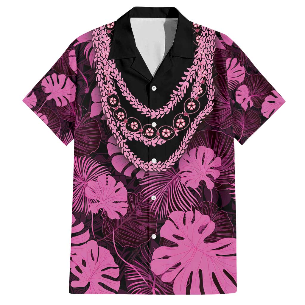 Pink Hawaii Kukui Nut Lei Family Matching Tank Maxi Dress and Hawaiian Shirt Hawaiian Pattern Monstera Tropical Vibes - Polynesian Pride