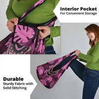 Pink Hawaii Kukui Nut Lei Grocery Bag Hawaiian Pattern Monstera Tropical Vibes - Polynesian Pride