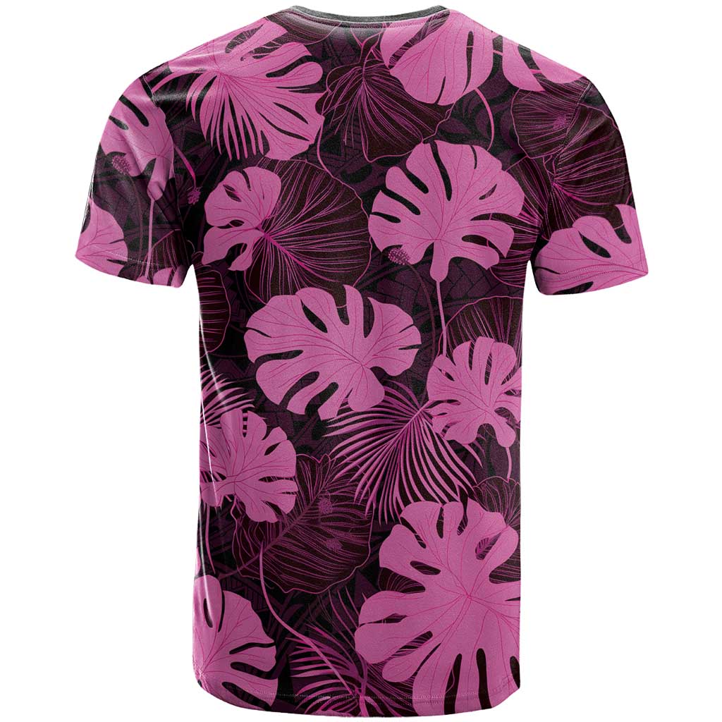 Pink Hawaii Kukui Nut Lei T Shirt Hawaiian Pattern Monstera Tropical Vibes - Polynesian Pride