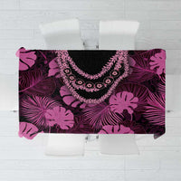 Pink Hawaii Kukui Nut Lei Tablecloth Hawaiian Pattern Monstera Tropical Vibes - Polynesian Pride