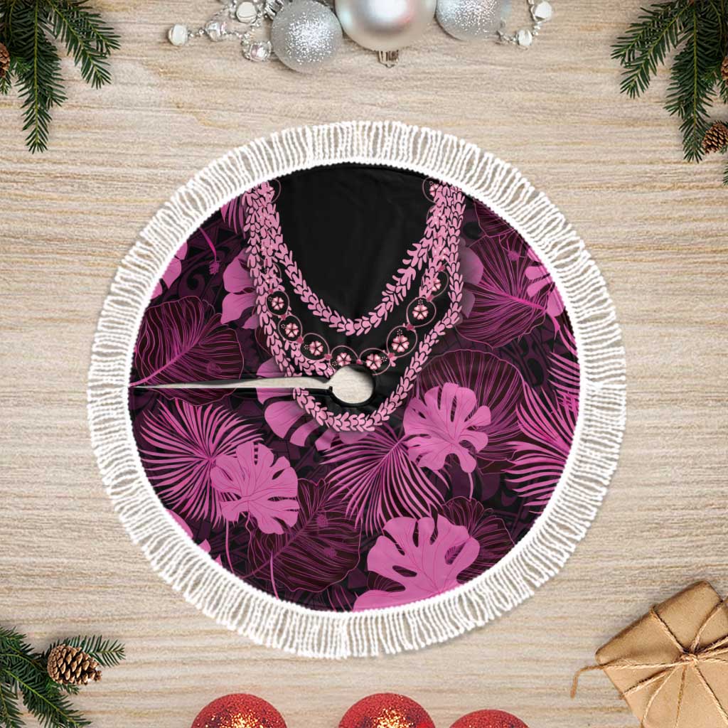 Pink Hawaii Kukui Nut Lei Tree Skirt Hawaiian Pattern Monstera Tropical Vibes - Polynesian Pride