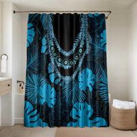 Blue Hawaii Kukui Nut Lei Bathroom Set Hawaiian Pattern Monstera Tropical Vibes - Polynesian Pride