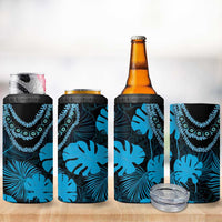 Blue Hawaii Kukui Nut Lei 4 in 1 Can Cooler Tumbler Hawaiian Pattern Monstera Tropical Vibes - Polynesian Pride