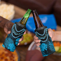 Blue Hawaii Kukui Nut Lei 4 in 1 Can Cooler Tumbler Hawaiian Pattern Monstera Tropical Vibes - Polynesian Pride