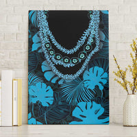 Blue Hawaii Kukui Nut Lei Canvas Wall Art Hawaiian Pattern Monstera Tropical Vibes - Polynesian Pride