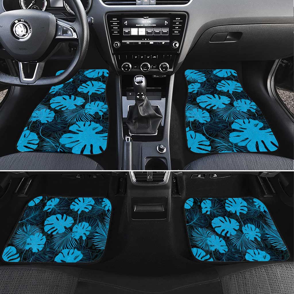 Blue Hawaii Kukui Nut Lei Car Mats Hawaiian Pattern Monstera Tropical Vibes - Polynesian Pride