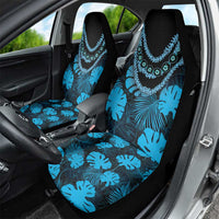 Blue Hawaii Kukui Nut Lei Car Seat Cover Hawaiian Pattern Monstera Tropical Vibes - Polynesian Pride