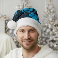 Blue Hawaii Kukui Nut Lei Christmas Santa Hat Hawaiian Pattern Monstera Tropical Vibes - Polynesian Pride