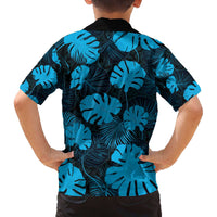 Blue Hawaii Kukui Nut Lei Family Matching Off The Shoulder Long Sleeve Dress and Hawaiian Shirt Hawaiian Pattern Monstera Tropical Vibes - Polynesian Pride