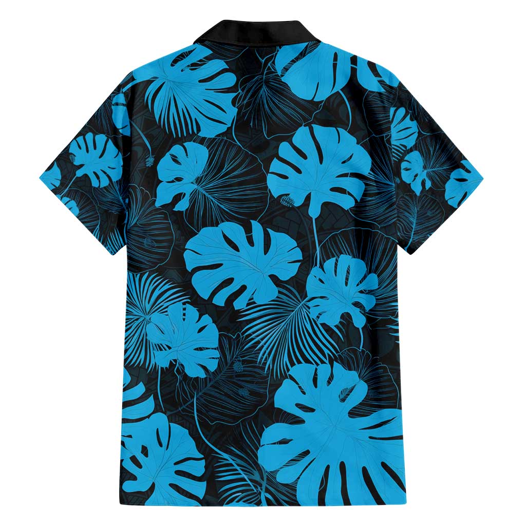 Blue Hawaii Kukui Nut Lei Family Matching Short Sleeve Bodycon Dress and Hawaiian Shirt Hawaiian Pattern Monstera Tropical Vibes - Polynesian Pride