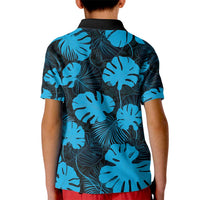 Blue Hawaii Kukui Nut Lei Kid Polo Shirt Hawaiian Pattern Monstera Tropical Vibes - Polynesian Pride