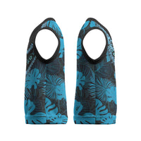 Blue Hawaii Kukui Nut Lei Christmas Knitted V-Neck Vest Hawaiian Pattern Monstera Tropical Vibes - Polynesian Pride