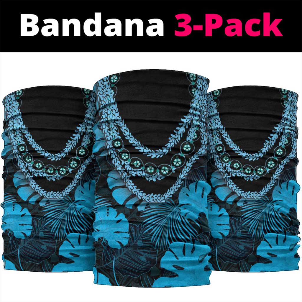 Blue Hawaii Kukui Nut Lei Neck Gaiter Hawaiian Pattern Monstera Tropical Vibes - Polynesian Pride