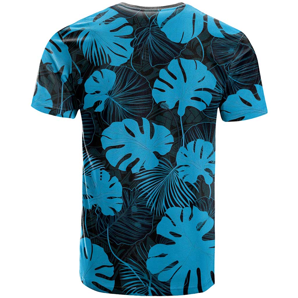 Blue Hawaii Kukui Nut Lei T Shirt Hawaiian Pattern Monstera Tropical Vibes - Polynesian Pride