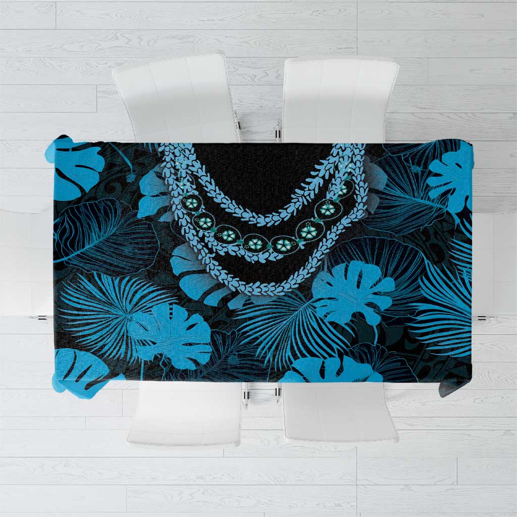 Blue Hawaii Kukui Nut Lei Tablecloth Hawaiian Pattern Monstera Tropical Vibes - Polynesian Pride